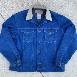 Vintage Wrangler Blanket Lined Denim Jacket w/ corduroy collar